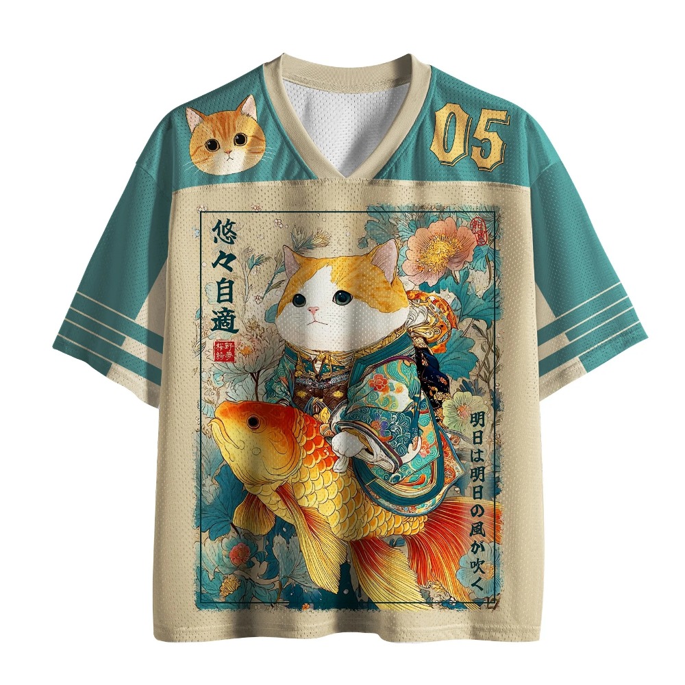Japanese Summer Clothing Men - Japanese Harajuku Cartoon Cat Koi 3D