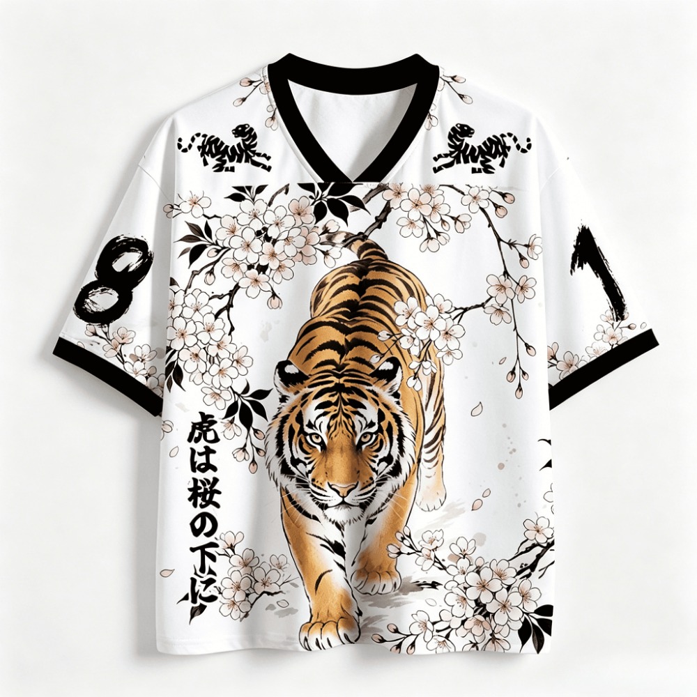 Japanese Summer Clothing Men - 3D Print Japanese Ukiyo-e Tiger Cherry