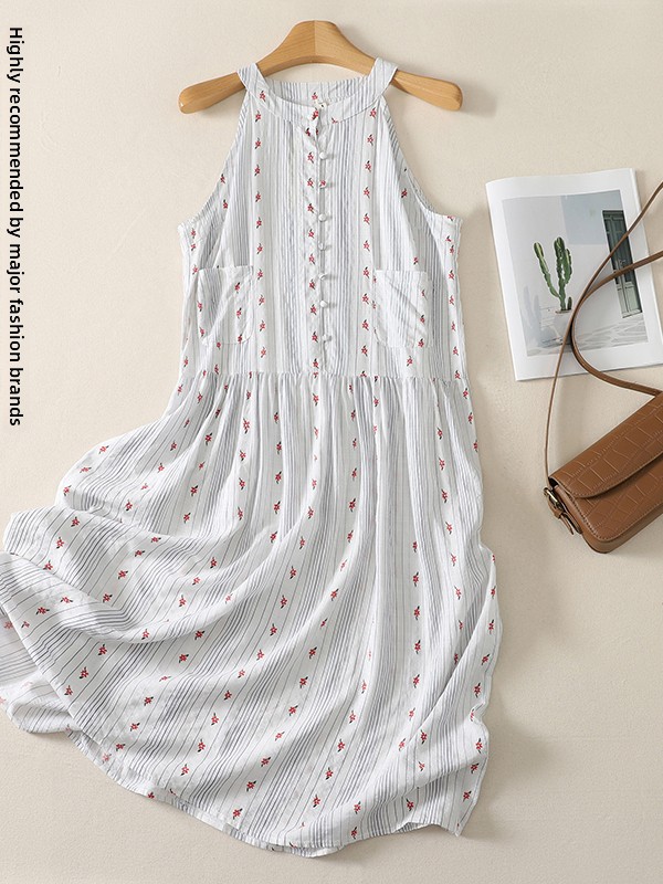 Summer Line Clothing Brand - Elegant A-Line Dress Floral Print Red