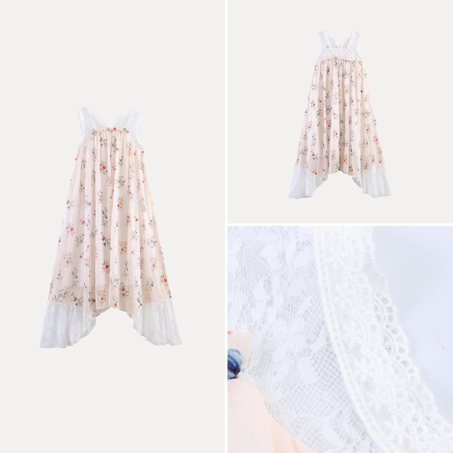 Summer Line Clothing Brand - Fashionable Lace Trim Hem Sleeveless Dress