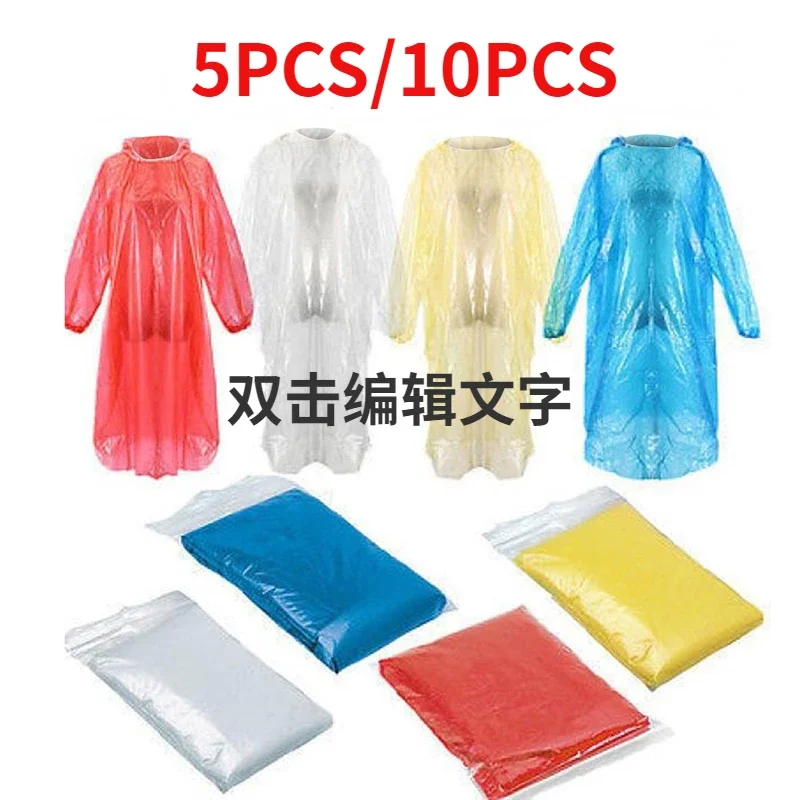 Summer Rain Clothing - 5/10PC Disposable Raincoat Adultchildren Waterproof Rain