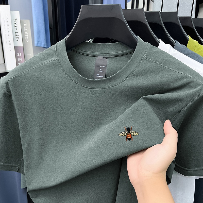 Summer Clothing Brands - Fashion bee embroidery short sleeve T-shirt