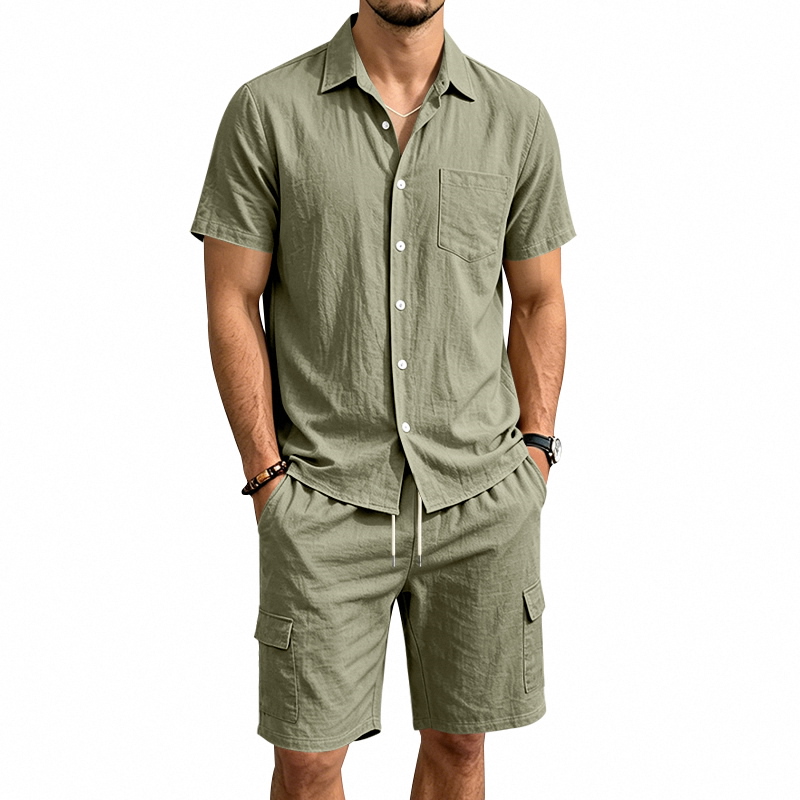 Summer Clothing Sets Men - Men Summer American Linen Two Piece