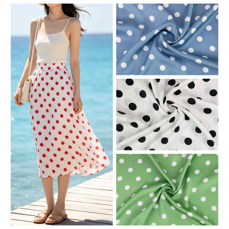 Colorful Polka Dot Satin Chiff - Soft Summer Yellow Clothing review and price