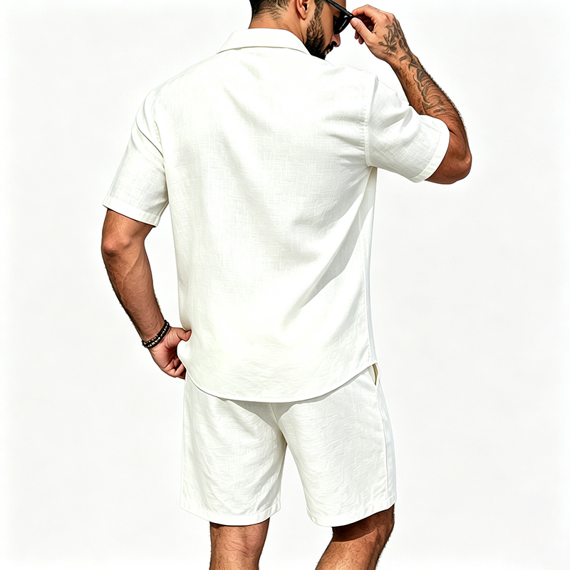 Men Linen Two Piece Outfit Sho - Summer Clothing Sets Men review and price