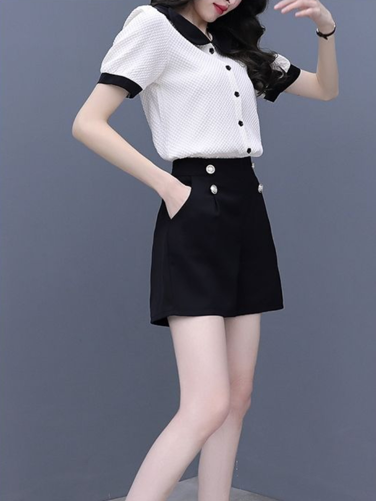 Contrast Color Button Short Se - Summer Clothing Trends 2025 Women'S review and price