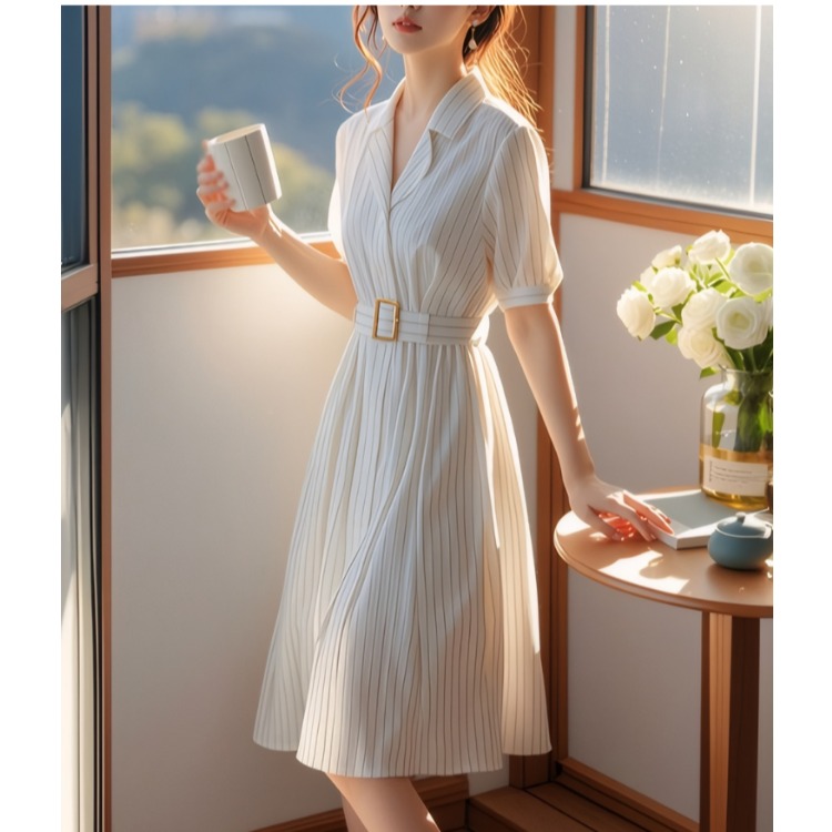 High Waist Stripe Dress Slimmi - Summer Line Clothing Brand review and price