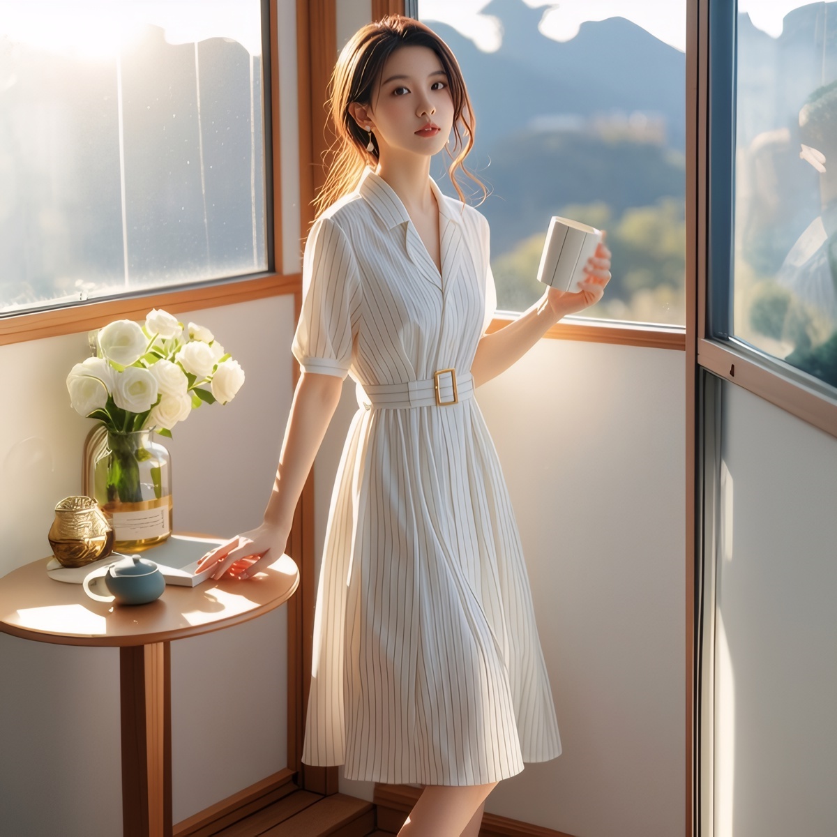 High Waist Stripe Dress Slimmi - Summer Line Clothing Brand review and price