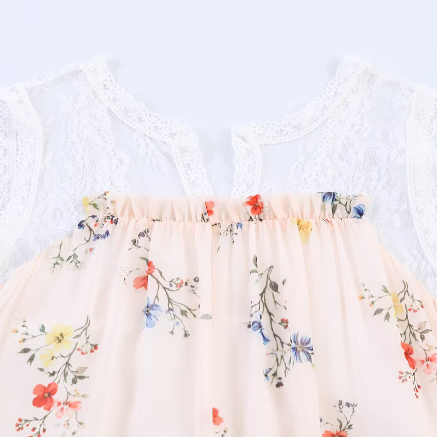Fashionable Lace Trim Hem Slee - Summer Line Clothing Brand review and price