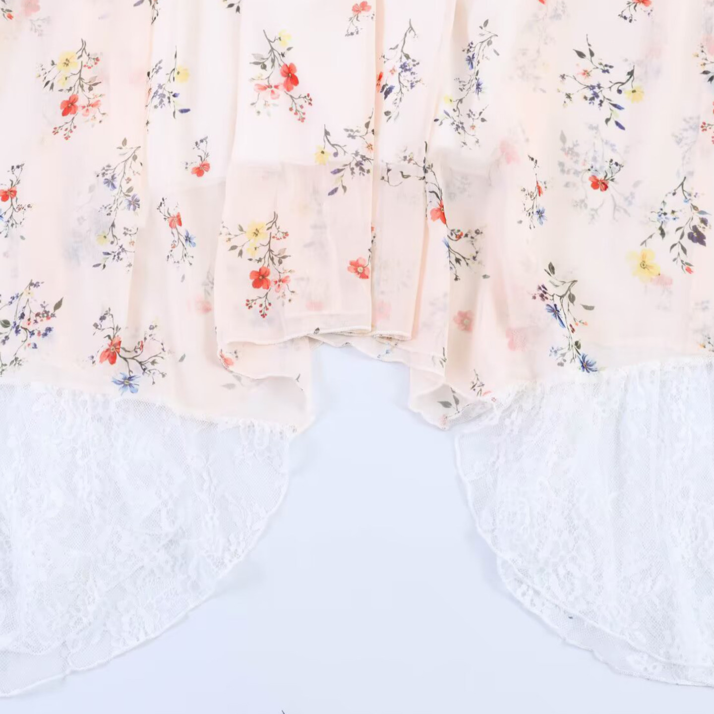 Fashionable Lace Trim Hem Slee - Summer Line Clothing Brand review and price
