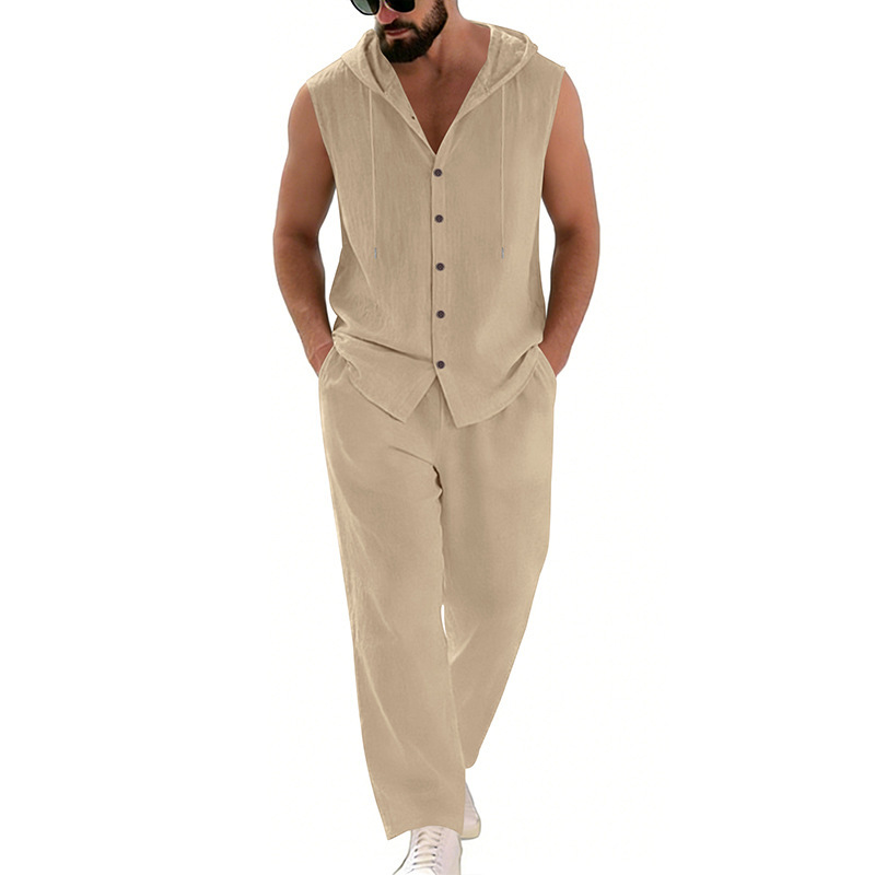 Men's Casual Linen Suit Hooded - Summer Clothing Sets Men review and price