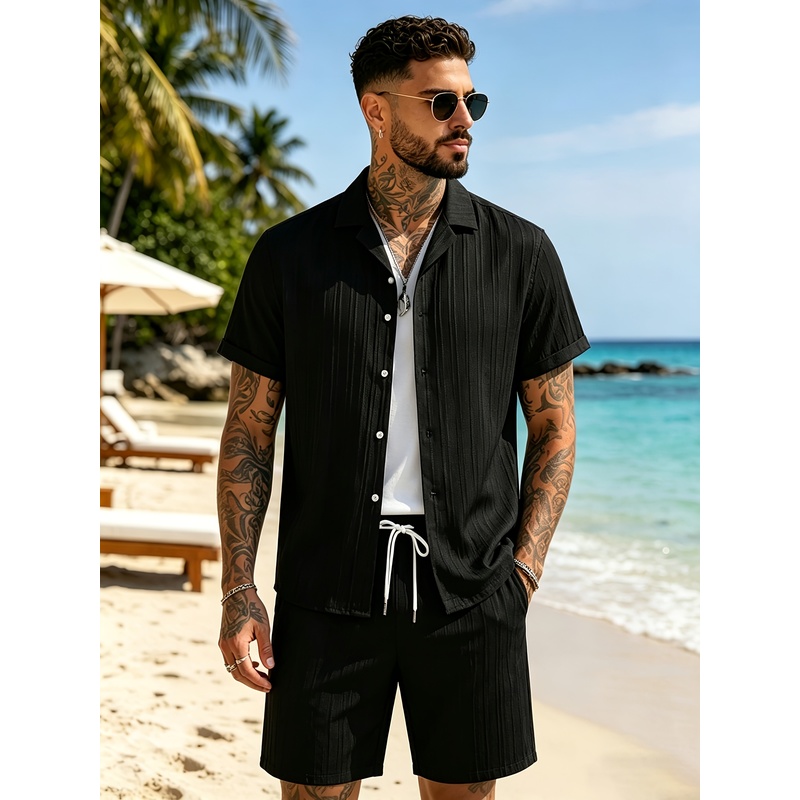 2Men's Summer Casual Suit Set， - Summer Clothing Sets Men review and price