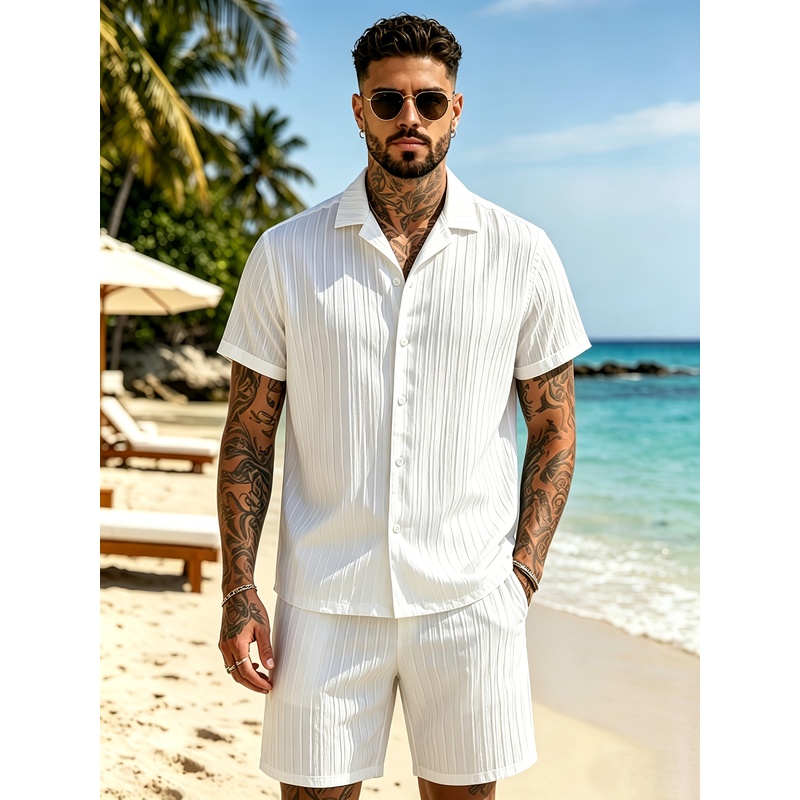 2Men's Summer Casual Suit Set， - Summer Clothing Sets Men review and price