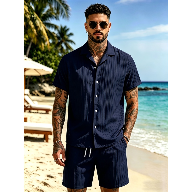 2Men's Summer Casual Suit Set， - Summer Clothing Sets Men review and price