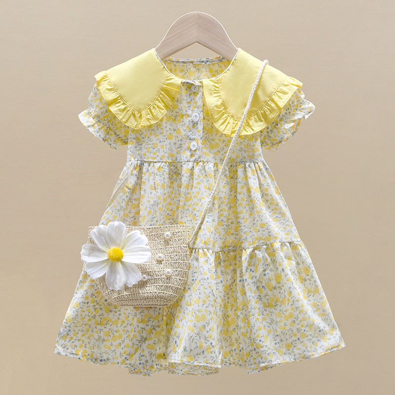 2PCS Summer Yellow Floral Chil - Summer Clothing For Teen Girls review and price
