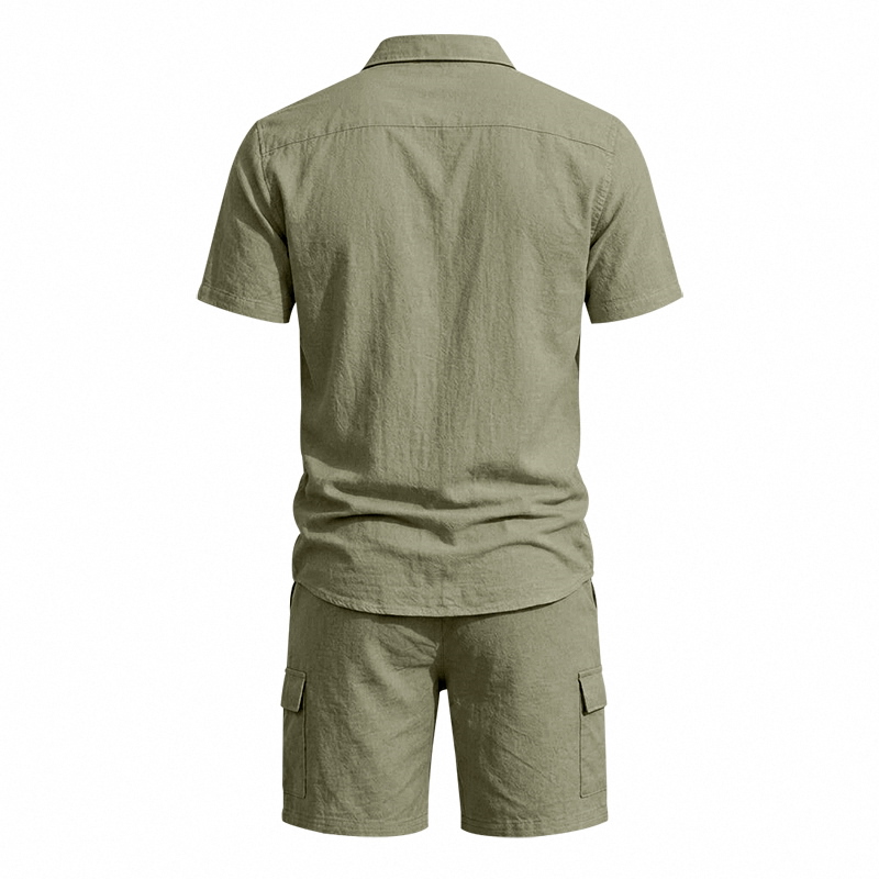 Men Summer American Linen Two  - Summer Clothing Sets Men review and price