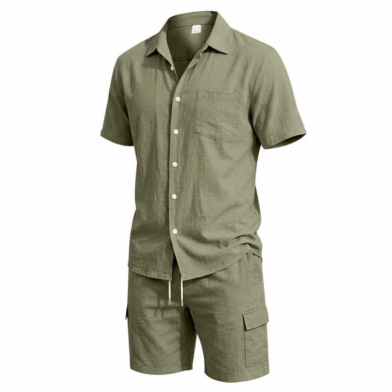 Men Summer American Linen Two  - Summer Clothing Sets Men review and price